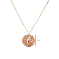 antique coin necklace, Crescent & Greek lady coin pendant with chain, solid 14k rose gold coin necklace