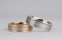 Hand made men's wedding band Brushed finish 14k solid white gold ring