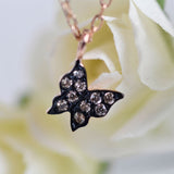 Small and Cute Butterfly Diamond Neckalce, 14k Solid Gold Dainty Daily Necklace