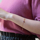 Love and Pink Heart Gold Bracelet Solid 14k Rose Gold Pink Ruby Daily Bracelet