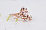 Moranite & white sapphire engagement ring set rose gold white diamond ring ring and band set