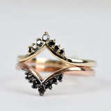 Vintage black diamond tiara wedding band rose gold yellow gold white gold ring