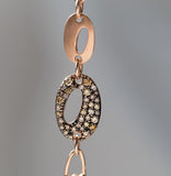Art Deco links, Multi Brown Oval link Point Vintage 14k Solid rose gold Bracelet