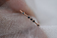 Vintage Blue diamond stackable, daily band ring rose gold yellow gold wedding band