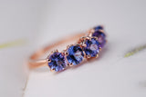 Fantastic blue berry Tanzanite engagement ring Natural 5mm round Tananite & white diamond setting bride ring