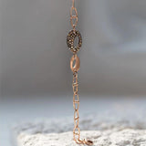 Art Deco links, Multi Brown Oval link Point Vintage 14k Solid rose gold Bracelet