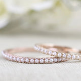 1.3 mm Cutie Fresh Seed Pearls Solid 10K, 14k Gold Daily Stocking Ring , Vintage Wedding Band