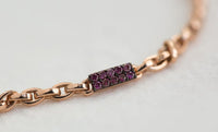 14k Solid Gold link Chain Purple Diamond Daily Bracelet