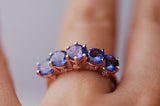 Fantastic blue berry Tanzanite engagement ring Natural 5mm round Tananite & white diamond setting bride ring