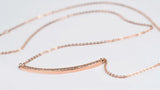 Art Deco Style, Rounded Bar Solid gold necklace white diamond Necklace, 14k solid rose gold