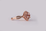 the queen of Floral morganite engagement ring 7mm cushion morganite white diamond rose gold ring