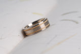 Hand made two tones milgrain men's wedding band Brushed finish solid white gold with yellow gold ring