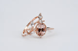 Vintage Pink Morganite engagement ring 1.2ct oval morganite & white diamond rose gold ring