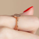 Virgin Mary Rosary ring, Solid 10K, 14K rose gold ring