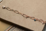 Vintage Links with Snow Flack Charms Bracelet, 14k Solid Rose Gold Diamond Charms Daily Bracelet