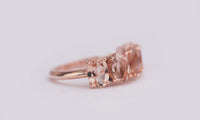5 oval Pink Morganite Engagement ring 14k solid  rose gold wedding band