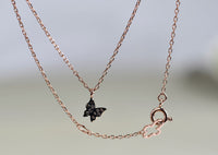 Small and Cute Butterfly Diamond Neckalce, 14k Solid Gold Dainty Daily Necklace