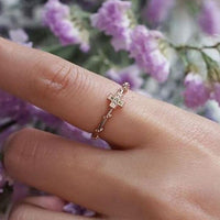 Green Cross Rosary Ring, Solid 14k Rose Gold Rope Ring