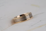 Vintage, Handmade Men's wedding band solid white & yellow gold band ring