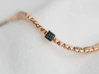 Geometric Piramit Link Chain Blue Diamond Point Solid 14k Rose Gold Bracelet