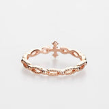Sophia Rosary Ring, White Diamond Solid 10, 14k Rose gold ring