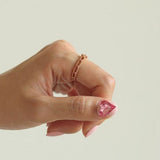 Natural Ruby Rosary Ring. Solid 14k Rose Gold Mill grained Daily Rosary Ring