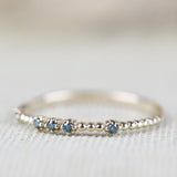 Vintage Blue diamond stackable, daily band ring rose gold yellow gold wedding band