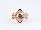 Floral Engagement Ring Stunning plain shank pink morganite & white diamond rose gold engagement ring