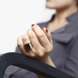 Art Deco Square Box Signet ring Solid 14K Yellow gold Cocktail ring