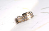 Hand made two tones milgrain men's wedding band Brushed finish solid white gold with yellow gold ring