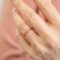 Sophia Rosary Ring, White Diamond Solid 10, 14k Rose gold ring