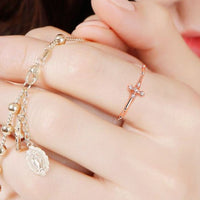Salome Cross Rosary Ring Solid 14k Rose gold ring