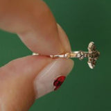 St Petro Gray Gray Diamond Vintage Rosary Ring, 14k Rose gold Daily Rosary Ring